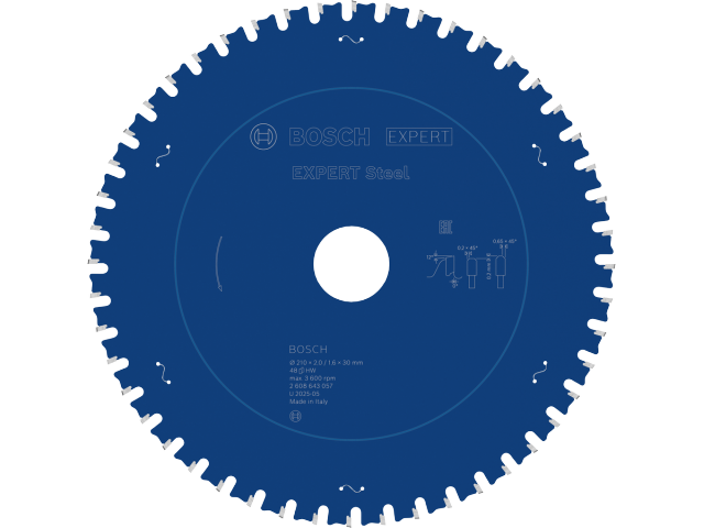 List za krožno žago Bosch EXPERT Steel, Dimenzije: 210x2/1,6x30mm, Zob: 48, 2608643057